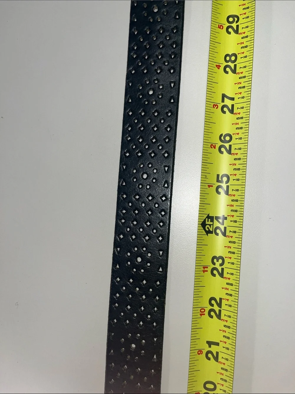 J. Crew Black Perforated Leather Belt with Brass Buckle Size Medium